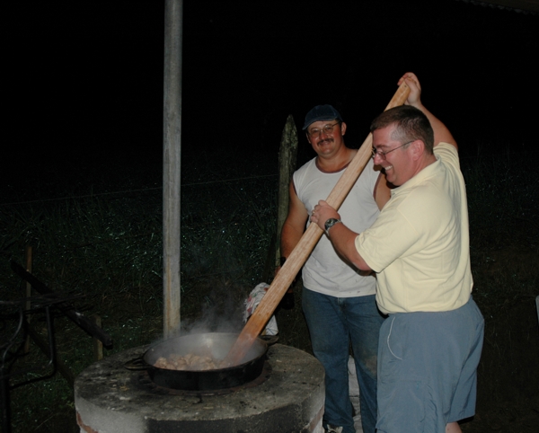 Costa Rica  country tradition- cooking Chicharrones over wood fire, enlarged